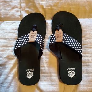 Yellow Box Polka Dot Flip Flops